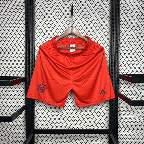 Bayern Munich red home fan shorts with crest on left leg