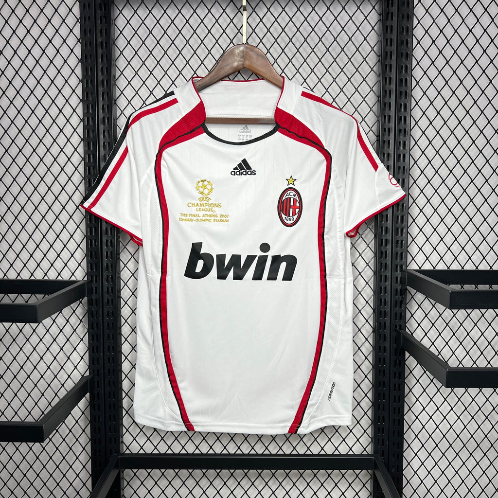 AC Milan away soccer jersey, white with red trim and bwin sponsor print