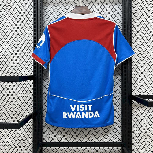 Blue Atletico Madrid third fan soccer jersey back with VISIT RWANDA text