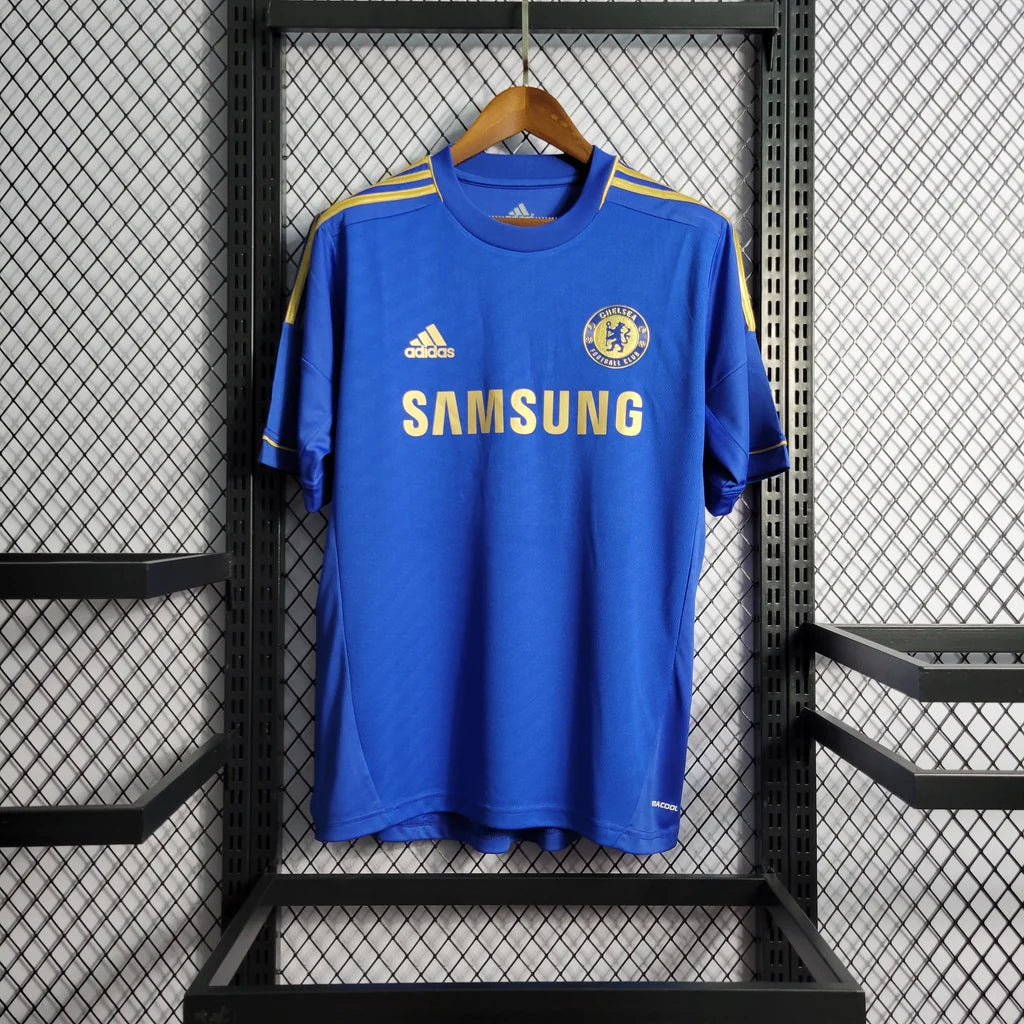 Blue retro football jersey with yellow trim, Adidas logo, club crest and SAMSUNG sponsor