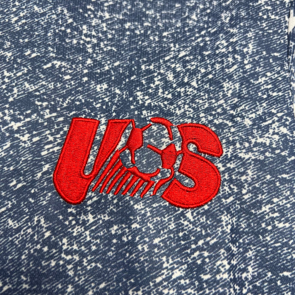 USAB 1994 away jersey crest patch in red on blue speckled fabric