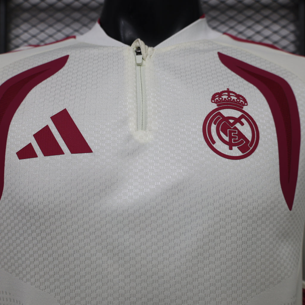 Real Madrid 2026/27 White/Pink ¼  Zip Player Version Training Top