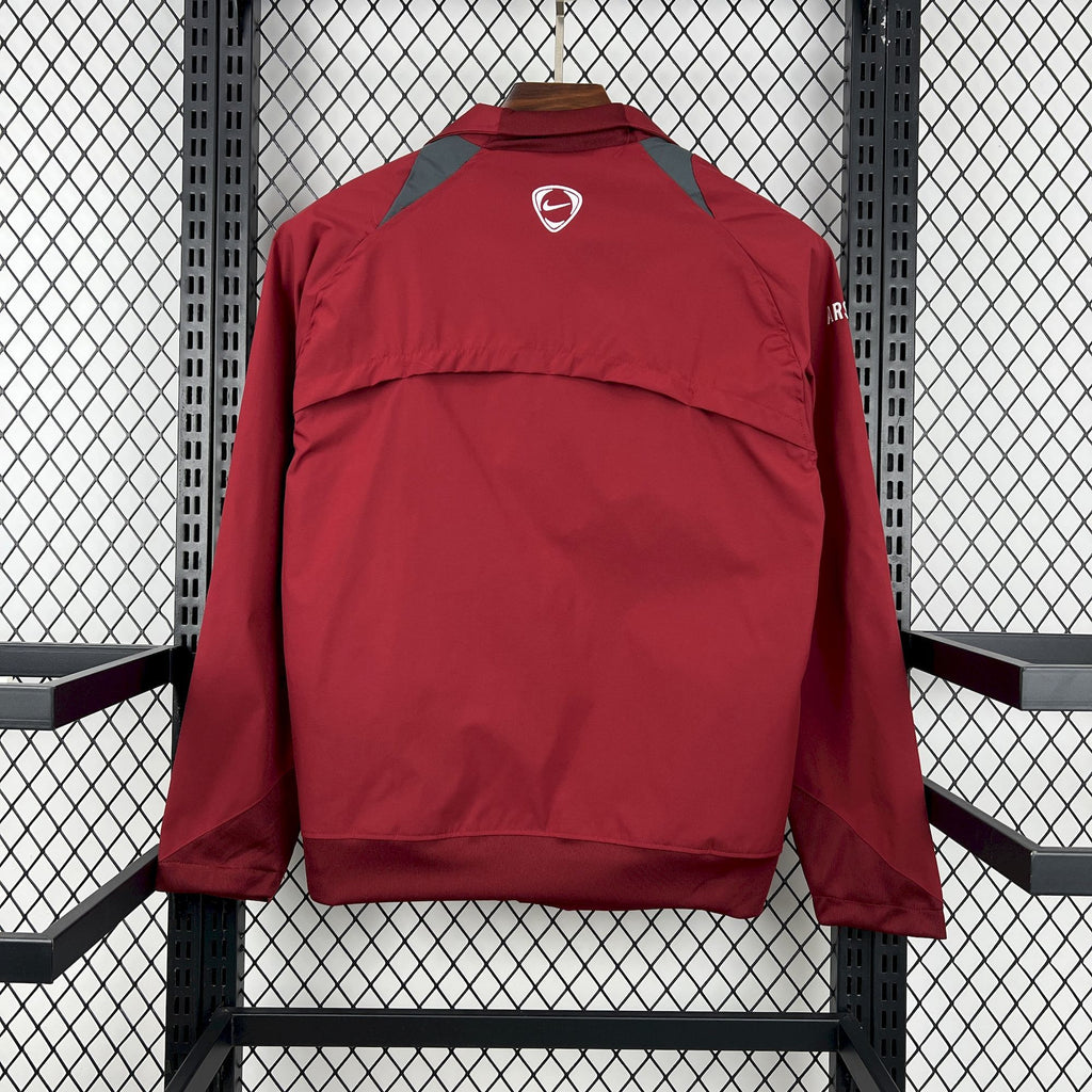 Red Arsenal retro windbreaker jacket with shield crest and Nike swoosh on back