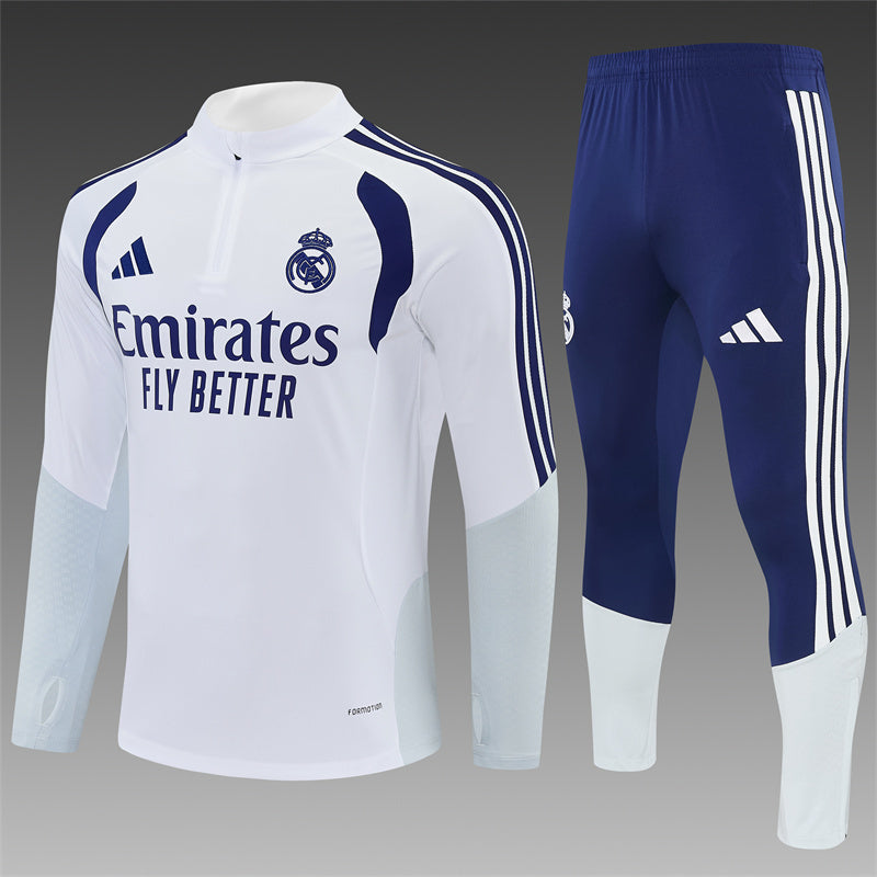 Real Madrid 2026/27 White/Navy ¼  Zip Training Set | Adult + Kids Sizes
